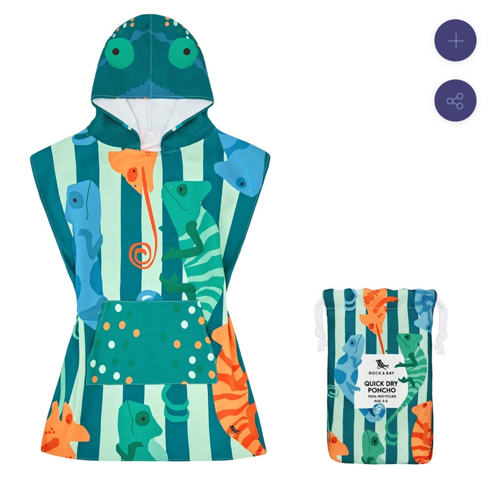NWT - Dock & Bay - Kids Quick Dry Poncho - Karma Chameleon